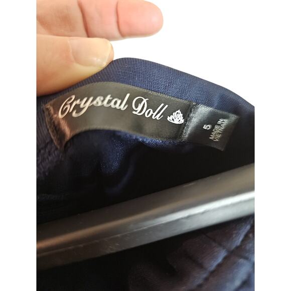 Crystal Dolls Navy Blue Maxi Dress Size 5 — Strapless/Sleeveless Long Tiered Hem - Picture 5 of 6